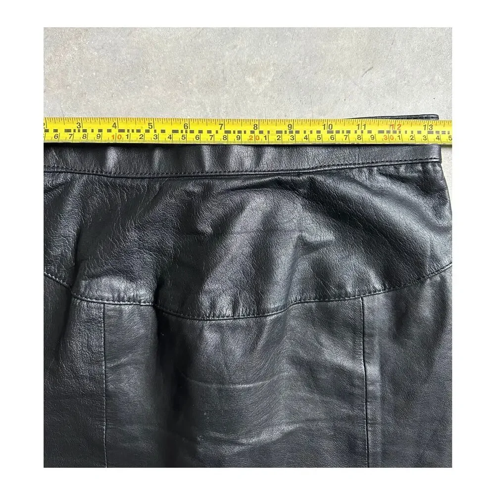 Vintage Black Leather High Waisted Skirt size 8 (runs small)
